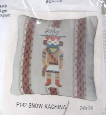 SNOW KACHINA DOLL Needlepoint 14  PILLOW KIT 1979 Wool Yarn 10 Mesh NIP Rare • $26.59