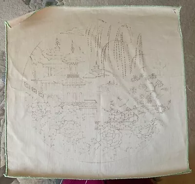 Vtg Stamped Fabric For Embroidery - Pillow Cover Wall Hanging Table Topper • $12