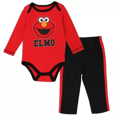 ELMO Boys Newborn 2-Piece L/S Creeper Pant Set 6-9M NEW • $12.99