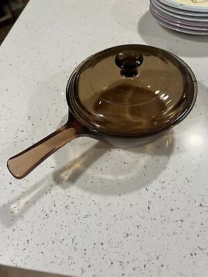 Vision Corning Ware Amber .5L Saucepan With Pyrex Lid P81C Cookware Glass Nice • $8.99