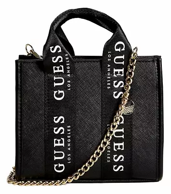 GUESS LOGO MINI TOTE & CROSSBODY SHOULDER BAG HANDBAG Black • AUTHENTIC New BNWT • $72.95