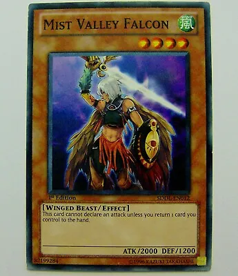 YuGiOh Trading Game Card Mist Valley Falcon SDDL-EN012 1st Edition • $2.48