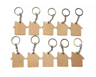 100x Wooden Key Rings - Little Home Wood Key Ring Key Chain Car - Shape House • £99.99