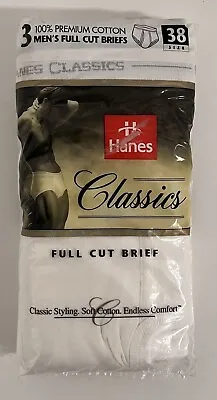 Hanes Classics White Full Cut Briefs 3 Pack Size 38 New 1998 Vintage “C” • $24.99