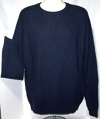 New $65 Tag SONOMA Deep NAVY Blue XXL Long Sleeve Men’s SWEATER With Elbow Patch • $28.01