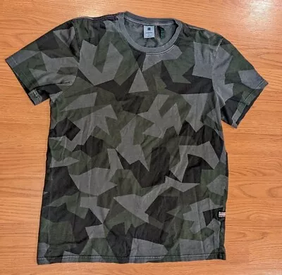 Men's G-Star Raw Green Gray Geometric Camo T-Shirt Short-Sleeve - L • $34.99