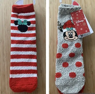 Kids Socks 2 Pk Disney Minnie Mouse Cosy Bed Socks UK 9-12 EUR 27-30 • £3.99