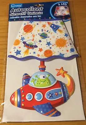 Night Light Kid's Bedroom Baby Nursery Decor Space Rocket Wall Lamp Gift • £11.95