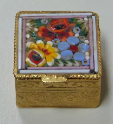 Vintage Italian Micro Mosaic Floral Pill Box • $30