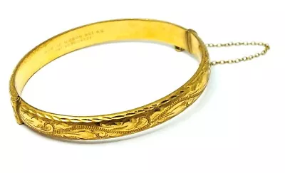 50 MICRON 9ct ROLLED GOLD Ornate Engraved Bangle Bracelet 9.53g - D34 • £12.99