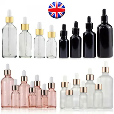 £5.99 • Buy 5X 30X 5ml To 100ml Glass Pipette Dropper Bottles Essential Oil Perfume Eye Drop