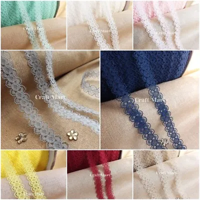 £1.99 • Buy Narrow Lace Ribbon Trimming BRIDAL CRAFTS VINTAGE - 10mm Wide 🌟 25 COLOURS 🌟