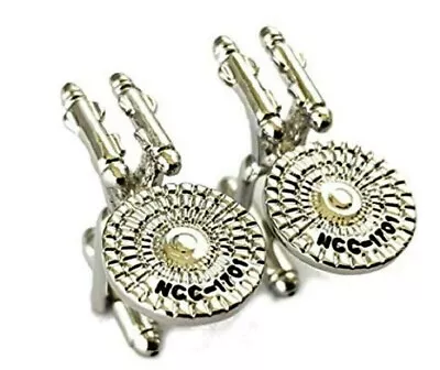 £7.94 • Buy Star Trek Original Enterprise NCC-1701 Silvertone Metal/Enamel Cufflinks