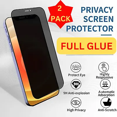 Anti-Spy Tempered Glass Privacy Screen Protector For IPhone 15 14 13 12 11 Pro • £4.99