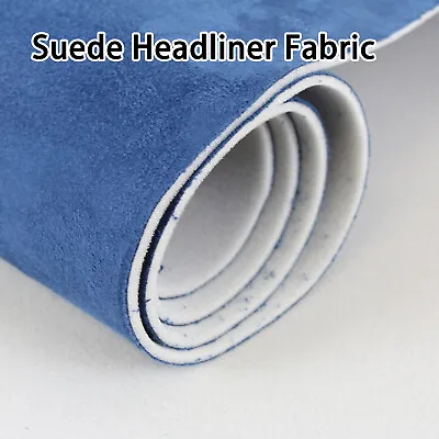 Car Foam Backing Headliner Suede Quilted Fabric Blue 1/8  Replacement Upholstery • $40.41
