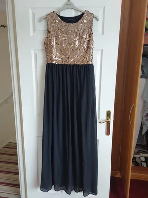 £5.99 • Buy Ladies Gorgeous Gold And Black Floor Length Gown Size 16