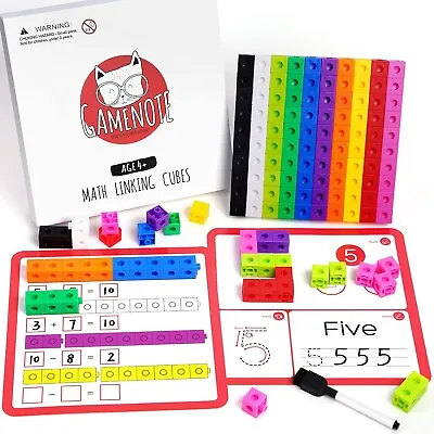 GAMENOTE Math Cubes Manipulatives With Activity Cards - Number Counting Blocks T • $17