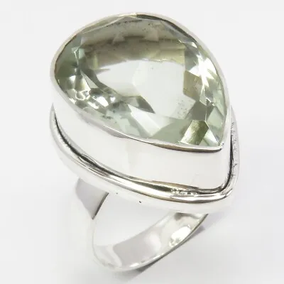 Drop Shape Party Wear Real GREEN AMETHYST Gem 925 Silver Ring Size 7.5 Brand New • $26.99