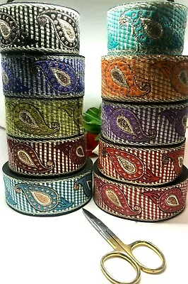 8b) 2 Yards Metallic Ribbon Sewing Craft Trimming Haberdashery Embellishment • £2.99