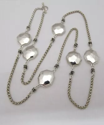 Michael Dawkins Sterling Silver 925 Faceted Beads Station Chain Necklace 36  • $155