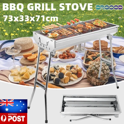 $30.94 • Buy Outdoor Folding Stainless Steel Bbq Barbecue Grill Stove Charcoal Picn