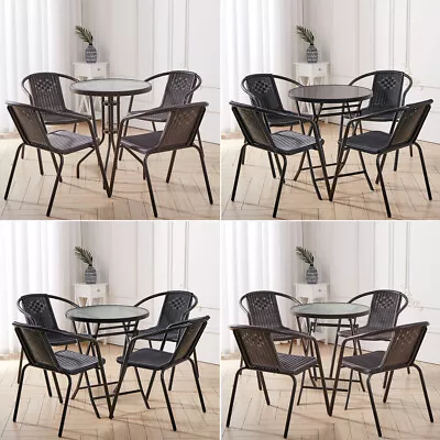 2/4Seater Garden Chairs And Round Table Furniture Conservatory Bistro Cafe Patio • £99.95