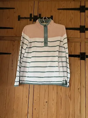 FAT FACE LADIES AIRLIE STRIPE SWEATSHIRT 14.Peach White & Teal • £22.50