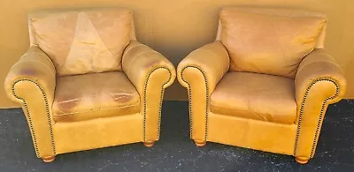 Leather Lounge Club Chairs Italian By SOFT LINE • $1995