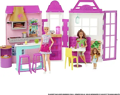 Barbie Cook 'n Grill Restaurant Playset Doll & Kitchen Accessories 30+ Pieces • $86.99