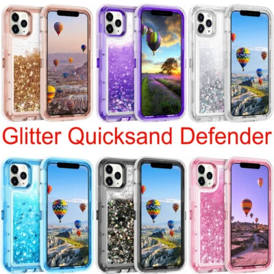 $16.91 • Buy Defender Liquid Glitter Shockproof Protective Case For IPhone 13 12 11 Pro Max X