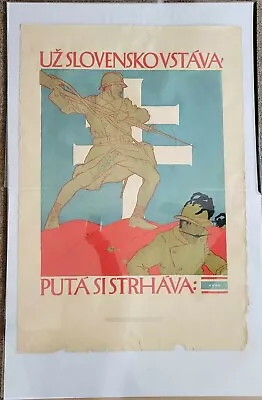 Vintage 1918 Original Czechoslovakian Propaganda WWI Poster By Vojtech Preissig  • $350