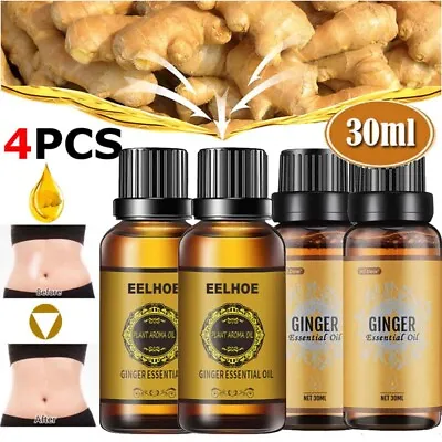 $12.95 • Buy 4Pcs Belly Drainage Ginger Oil Weight Loss Body Massage Lymph Detoxification Oil