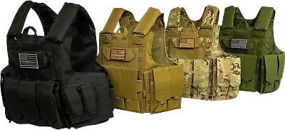 Tactical Vest Plate Carrier- Black Multicam Coyote OD FDE Armor Plates Available • $400