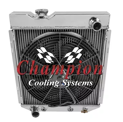 SR Champion 4 Row Radiator W/ 16  Fan For 1965 1966 Ford Mustang V8 Conversion • $363.80