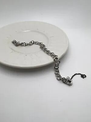 Vintage ER Sterling Silver Triple Link Charm Bracelet 8  Curb Chain • $35