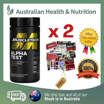 2 X MUSCLETECH ALPHA TEST 120 CAPSULES + FREE SAME DAY SHIPPING & DVST8 CAN • $79.95