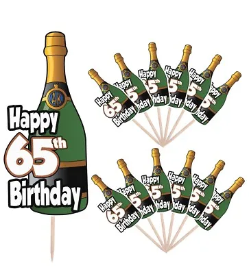 65th Birthday Champagne Party Food Cup Cake Picks Sticks Decorations Toppers • £5.99