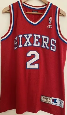 Champion Europe Philadelphia 76ers Moses Malone NBA @60 Sewn Jersey #2 2006 EUC • $110