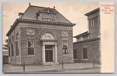 Postcard Elmer New Jersey First National Bank Bicycle By Front Entrance • $7.99