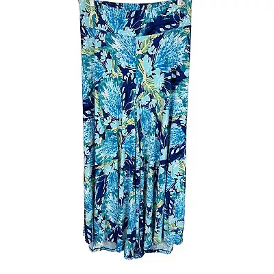 G.I.L.I. Women's Pull-on Printed Flounce Pants Navy Floral 3X Plus Size • $50