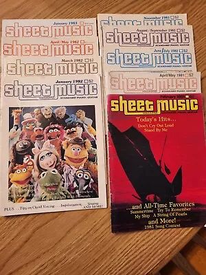 9 Sheet Music Magazines 1981 - 1983 Guitar Piano MUPPETS Rainbow Stand By Me • $9.99