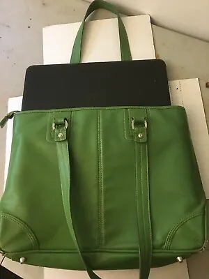 Franklin Covey Green Faux Leather Briefcase/Laptop Bag 18x12 Used • $5