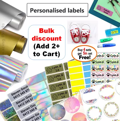 $3.39 • Buy Vinyl Personalised Name Labels Pencil Stickers Childcare Kids Waterproof Custom