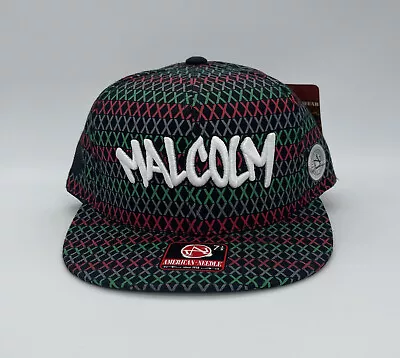 Malcom X American Needle Vtg Rasta Fitted AOP Sports Hat Ball Cap Sz 7 3/8 NWT • $14