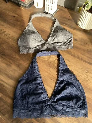 Gilly Hicks Bralettes X2 Sydney Lace Halterneck Bralettes Navy X1 Grey X1 XL • £6.20