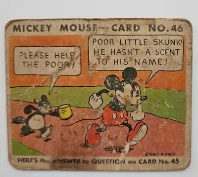 1935 R89 Type II MICKEY MOUSE BUBBLE GUM CARD #46  WALT DISNEY • $37.99