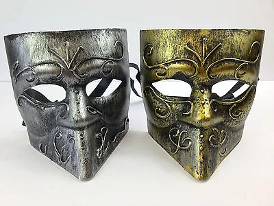 £12.97 • Buy Mens Bauta Venetian Mask Silver Gold Metal Style Masquerade Fancy Dress Carnival