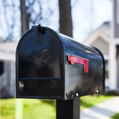 Architectural Mailboxes Elite Large Steel Post Mount Mailbox Black E1600BAM • $28.70