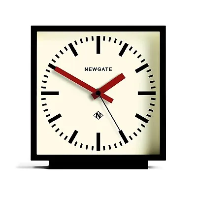 £29.50 • Buy Mantel Clock Black Square Clock Black Station Red Hands Silent 'No Tick' Newgate