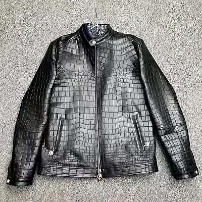 Mens Genuine Alligator Leather Jacket Customized Made Crocodile Skin Jack • $134.89